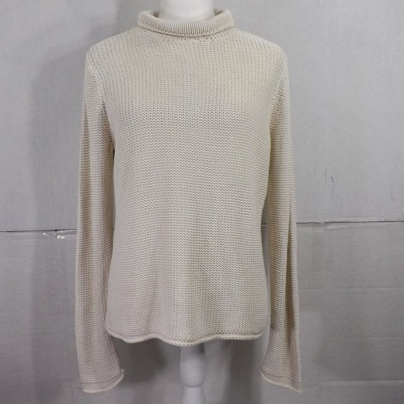 Liz Claiborne Off-White Cotton Knit Sweater M - Picture 1 of 16